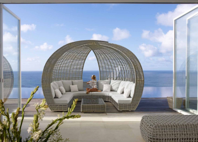 Лаунж-диван плетеный Skyline Design Spartan алюминий, искусственный ротанг, sunbrella серый, бежевый Фото 10