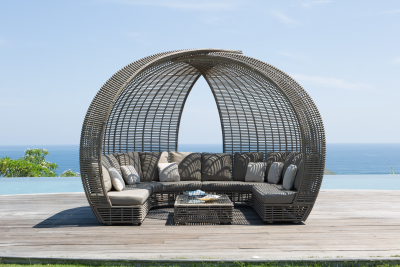 Лаунж-диван плетеный Skyline Design Spartan алюминий, искусственный ротанг, sunbrella серый, бежевый Фото 8