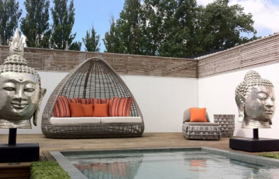 Лаунж-диван плетеный Skyline Design Shade алюминий, искусственный ротанг, sunbrella серый, бежевый Фото 13