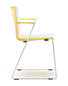 Кресло пластиковое на полозьях PEDRALI Tweet сталь, стеклопластик белый, желтый Фото 5