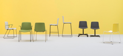 Кресло пластиковое на полозьях PEDRALI Tweet сталь, стеклопластик белый, желтый Фото 15