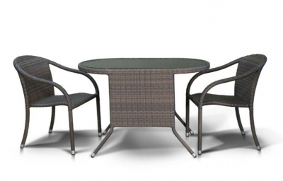 Стол плетеный со стеклом 4SIS Прато алюминий, искусственный ротанг, закаленное стекло коричневый Фото 4