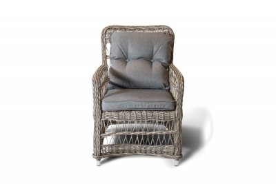 Кресло плетеное 4SIS Цесена алюминий, искусственный ротанг, ткань серо-соломенный Фото 2