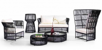 Кресло плетеное дизайнерское Tagliamento Sofa living алюминий, искусственный ротанг черный Фото 3
