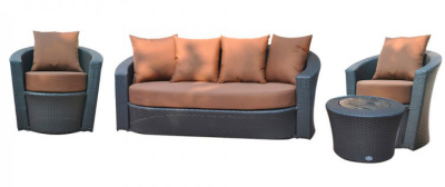 Лаунж-набор мебели KVIMOL КМ-0061 алюминий, искусственный ротанг черный, коричневый Фото 1