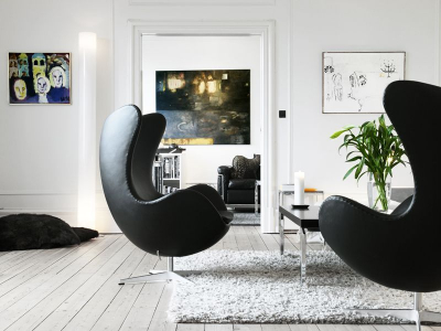 Кресло дизайнерское мягкое Beon Egg хромированная сталь, экокожа черный Фото 4
