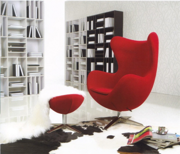 Кресло дизайнерское мягкое Beon Egg хромированная сталь, кашемир красный Фото 4