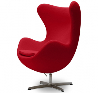 Кресло дизайнерское мягкое Beon Egg хромированная сталь, кашемир красный Фото 1
