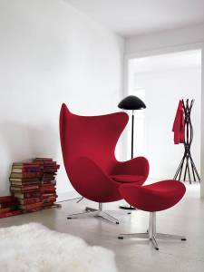 Кресло дизайнерское мягкое Beon Egg хромированная сталь, кашемир красный Фото 3