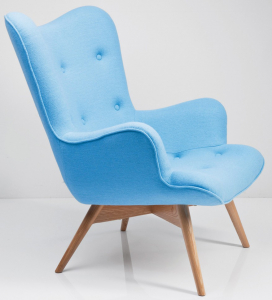 Кресло дизайнерское Beon Angel дерево, кашемир голубой Фото 6