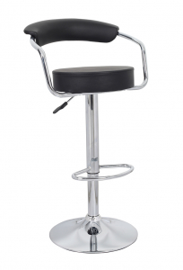 Барный стул мягкий Beon Angle хромированная сталь, экокожа черный Фото 1