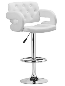 Барный стул мягкий Beon Tiesto хромированный металл, экокожа белый Фото 1