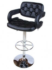 Барный стул мягкий Beon Tiesto хромированный металл, экокожа черный Фото 1