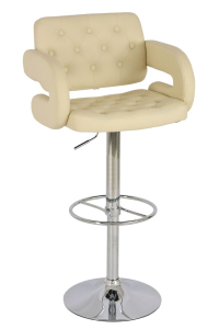 Барный стул мягкий Beon Tiesto хромированный металл, экокожа бежевый Фото 1