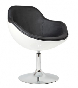 Барное кресло дизайнерское Beon Ego хромированный металл, пластик, экокожа черный, белый Фото 2