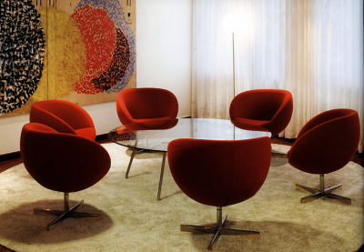 Кресло дизайнерское Beon Planet хромированный металл, кашемир оранжевый Фото 5