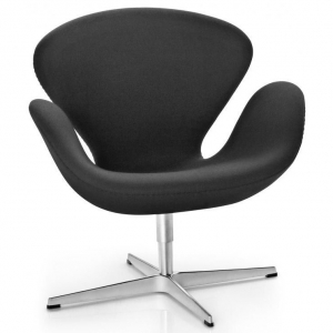 Кресло дизайнерское Beon Swan хромированный металл, кашемир черный Фото 1