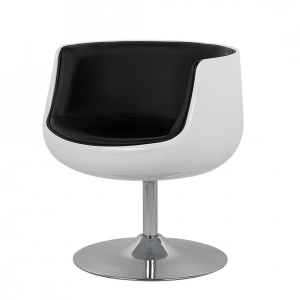 Кресло пластиковое мягкое Beon Cup Cognac хромированный металл, пластик, экокожа белый, черный Фото 2