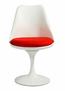 Стул дизайнерский мягкий Beon Tulip стеклопластик, ткань белый, красный Фото 1