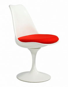 Стул дизайнерский мягкий Beon Tulip стеклопластик, ткань белый, красный Фото 2