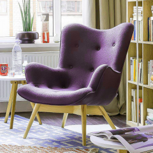 Кресло дизайнерское Beon Angel дерево, кашемир пурпурный Фото 2