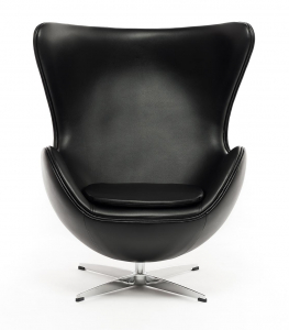 Кресло дизайнерское мягкое Beon Egg хромированная сталь, экокожа черный Фото 1