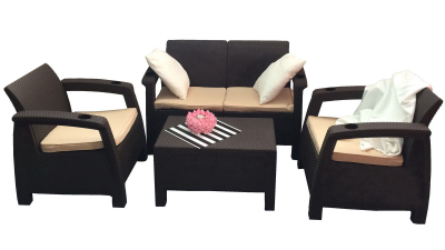 Комплект пластиковой мебели Yalta Terrace Set пластик с имитацией плетения венге Фото 1