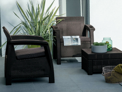Комплект лаунж мебели Yalta Balcony Set пластик с имитацией плетения венге Фото 2
