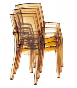 Кресло прозрачное Siesta Contract Arthur поликарбонат янтарный Фото 7