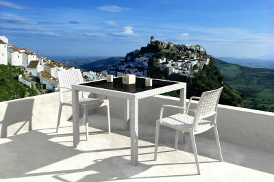 Кресло пластиковое плетеное Siesta Contract Capri стеклопластик белый Фото 6