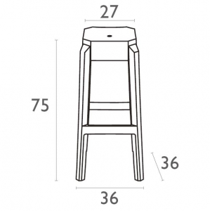 Табурет прозрачный барный Siesta Contract Fox 75 поликарбонат прозрачный Фото 2