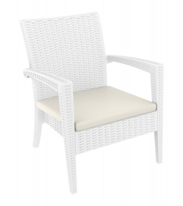 Кресло пластиковое плетеное Siesta Contract Miami Lounge Armchair стеклопластик белый Фото 5