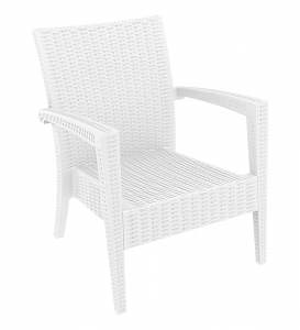 Кресло пластиковое плетеное Siesta Contract Miami Lounge Armchair стеклопластик белый Фото 1