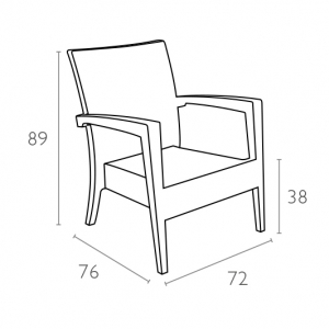 Кресло пластиковое плетеное Siesta Contract Miami Lounge Armchair стеклопластик темно-серый Фото 2
