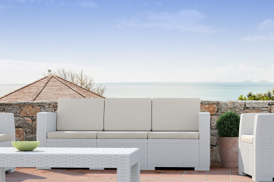 Комплект пластиковой плетеной мебели Siesta Contract Monaco Lounge Set XL стеклопластик, полиэстер белый Фото 4