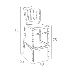 Стул пластиковый барный Siesta Contract Opera Bar 75 поликарбонат белый Фото 2