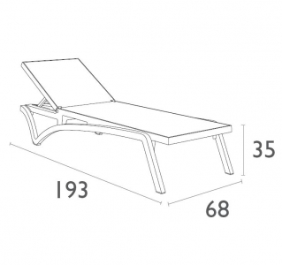 Шезлонг-лежак пластиковый Siesta Contract Pacific стеклопластик, текстилен черный Фото 2