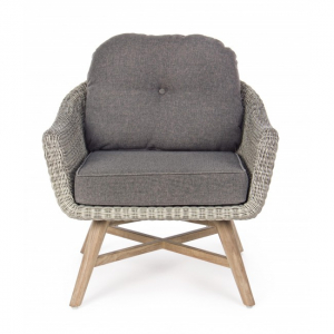 Кресло плетеное Garden Relax Marisol тик, искусственный ротанг серый Фото 2