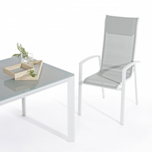 Кресло металлическое текстиленовое Garden Relax Grimsey алюминий, текстилен белый Фото 7