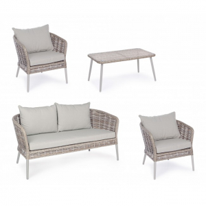 Комплект плетеной мебели Garden Relax Zita алюминий/искусственный ротанг бежевый/серый Фото 2