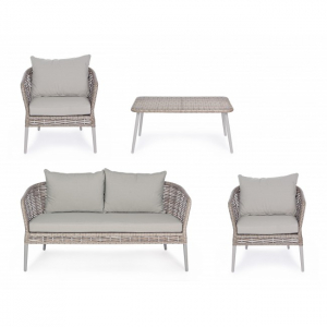 Комплект плетеной мебели Garden Relax Zita алюминий/искусственный ротанг бежевый/серый Фото 3