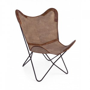 Кресло с обивкой Garden Relax Eaton алюминий, натуральная кожа бежевый Фото 2