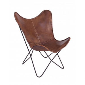 Кресло с обивкой Garden Relax Eaton алюминий, натуральная кожа коричневый Фото 1