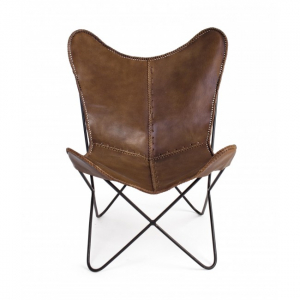 Кресло с обивкой Garden Relax Eaton алюминий, натуральная кожа коричневый Фото 3