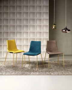 Стул с обивкой Scab Design Zebra Pop 4 legs  сталь, поликарбонат, ткань сатинированная латунь, желтый Фото 8
