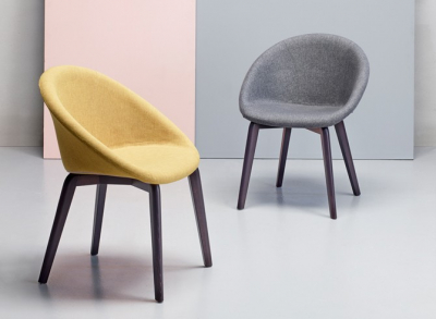 Кресло с обивкой Scab Design Natural Giulia Pop бук, технополимер, ткань венге, серый Фото 5