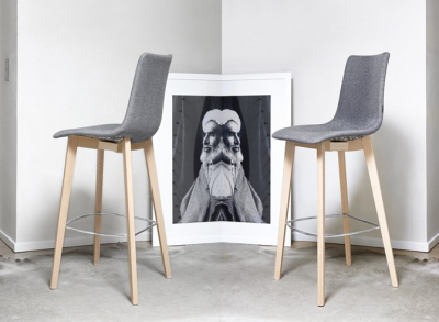 Стул барный с обивкой Scab Design Natural Zebra Pop бук, поликарбонат, ткань натуральный бук, светло-серый Фото 4