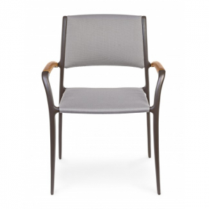 Кресло металлическое текстиленовое Garden Relax Catalina алюминий, тик, текстилен серый Фото 3