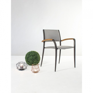 Кресло металлическое текстиленовое Garden Relax Catalina алюминий, тик, текстилен серый Фото 9