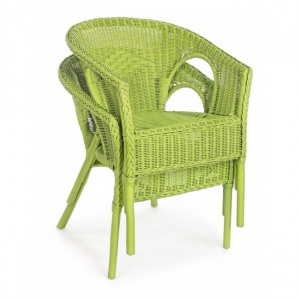 Кресло плетеное с подушкой Garden Relax Alliss натуральный ротанг зеленый Фото 3